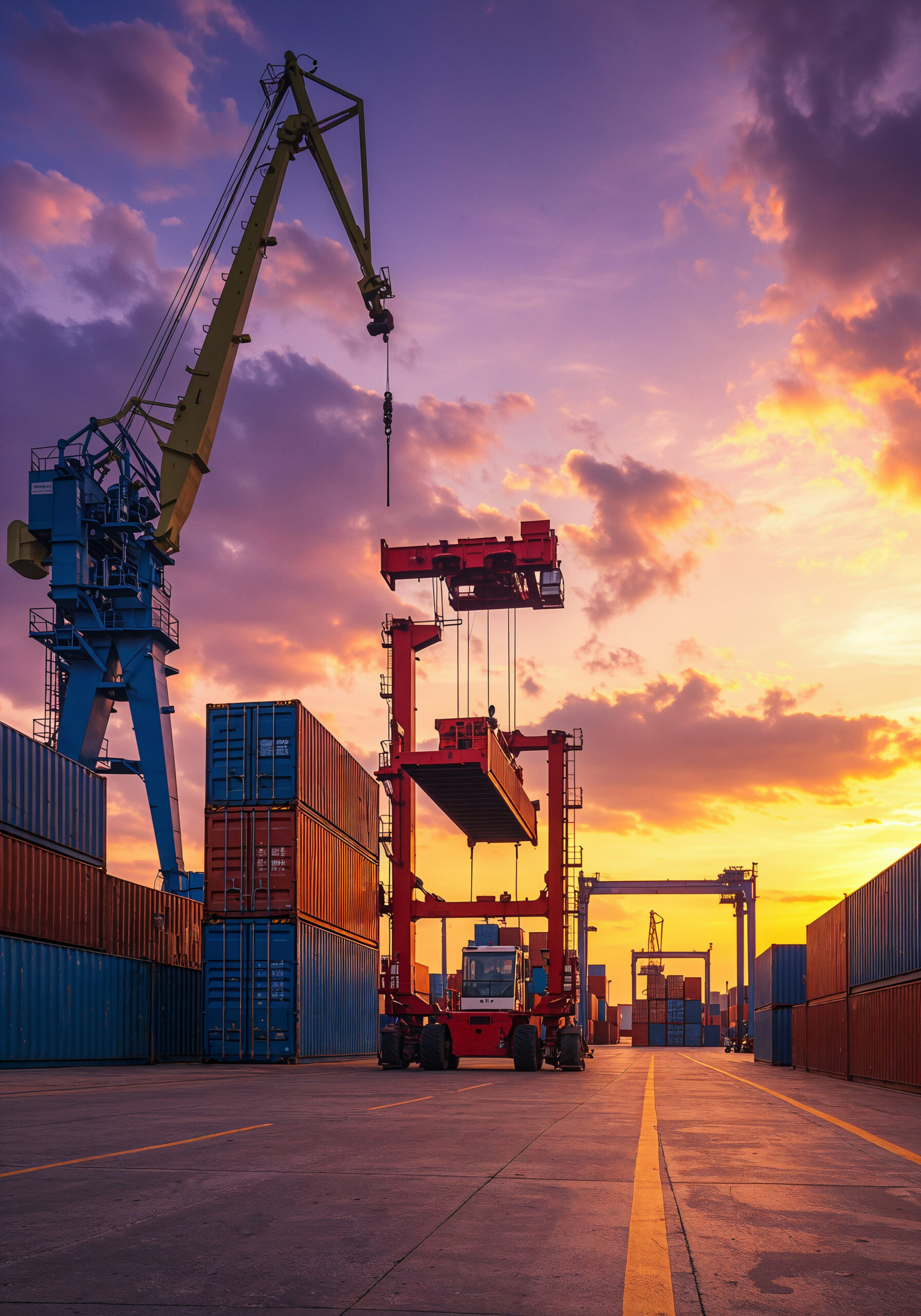 shipping-port-sunset